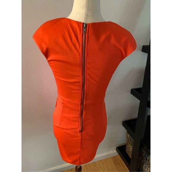 Sexy stretchy crossover red/orange dress size small - Picture 5 of 6